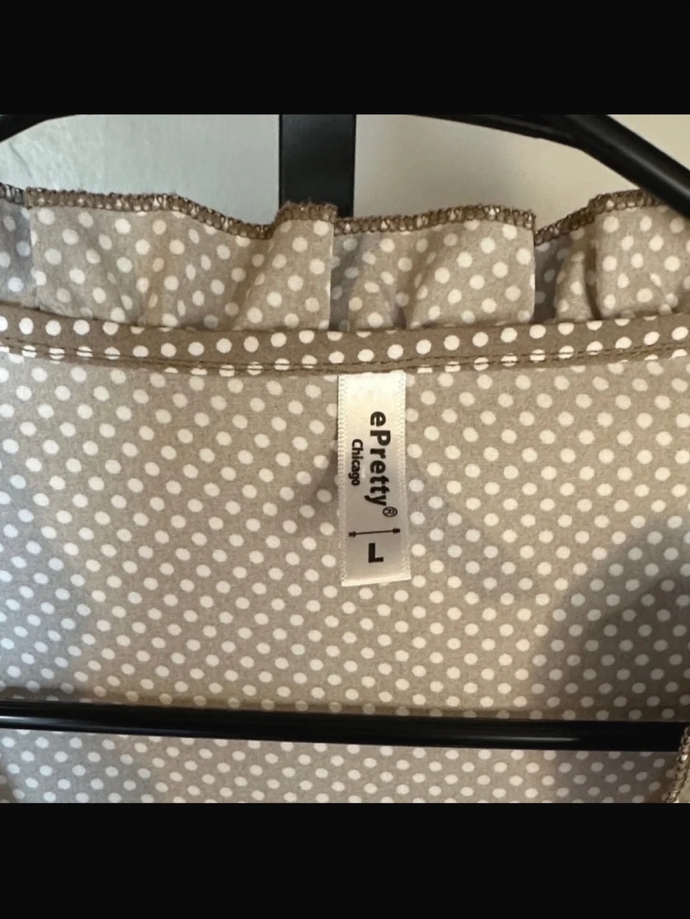 Taupe Polka Dot Blouse - Large